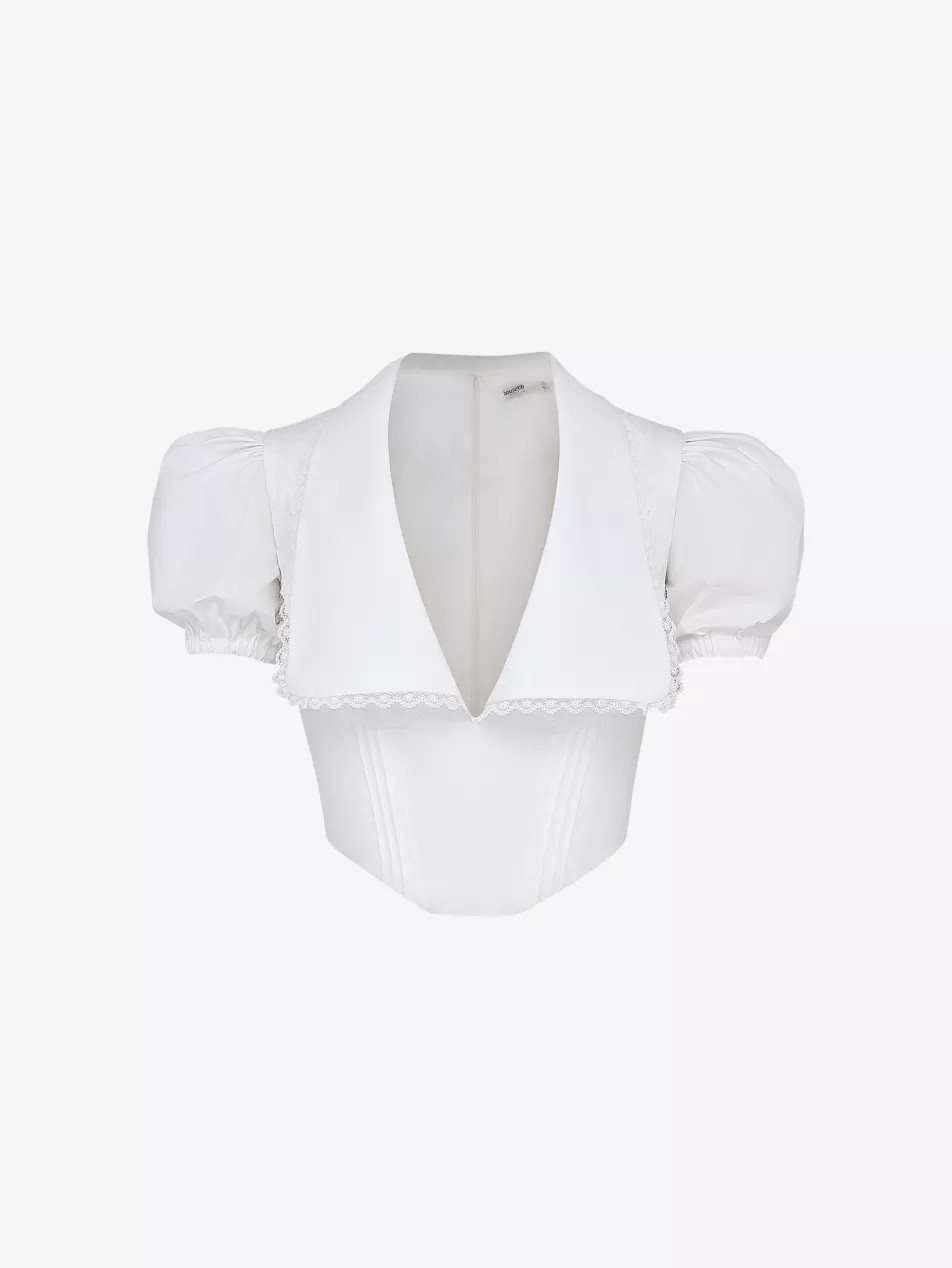 Augusta scalloped-collar stretch-cotton top | Selfridges