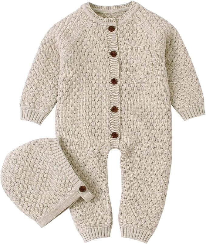mimixiong Cotton Baby Romper Newborn Baby Knitted Clothes Longsleeve Sweater Outfit for Boy and G... | Amazon (US)