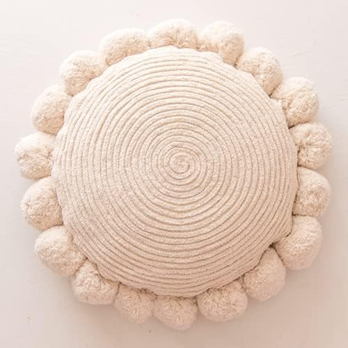 Banilla Bohemian Round Pillow Cover 16 Inch | 100% Cotton Decorative Pillow Hand Tufted with Chunky  | Amazon (US)
