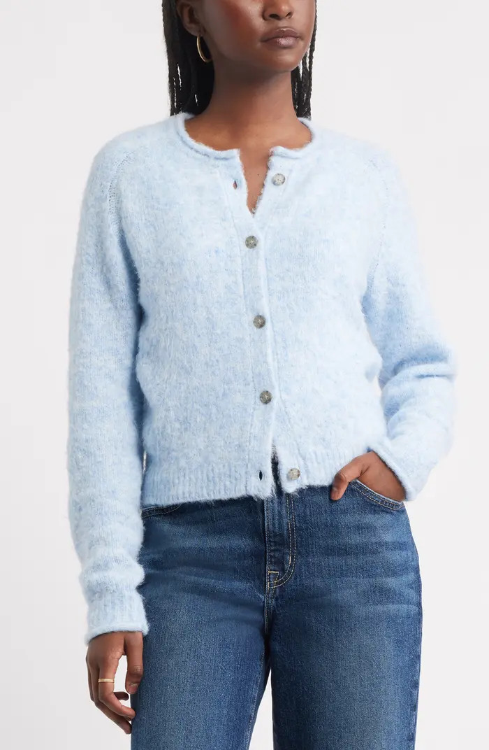 Rolled Crewneck Cardigan | Nordstrom