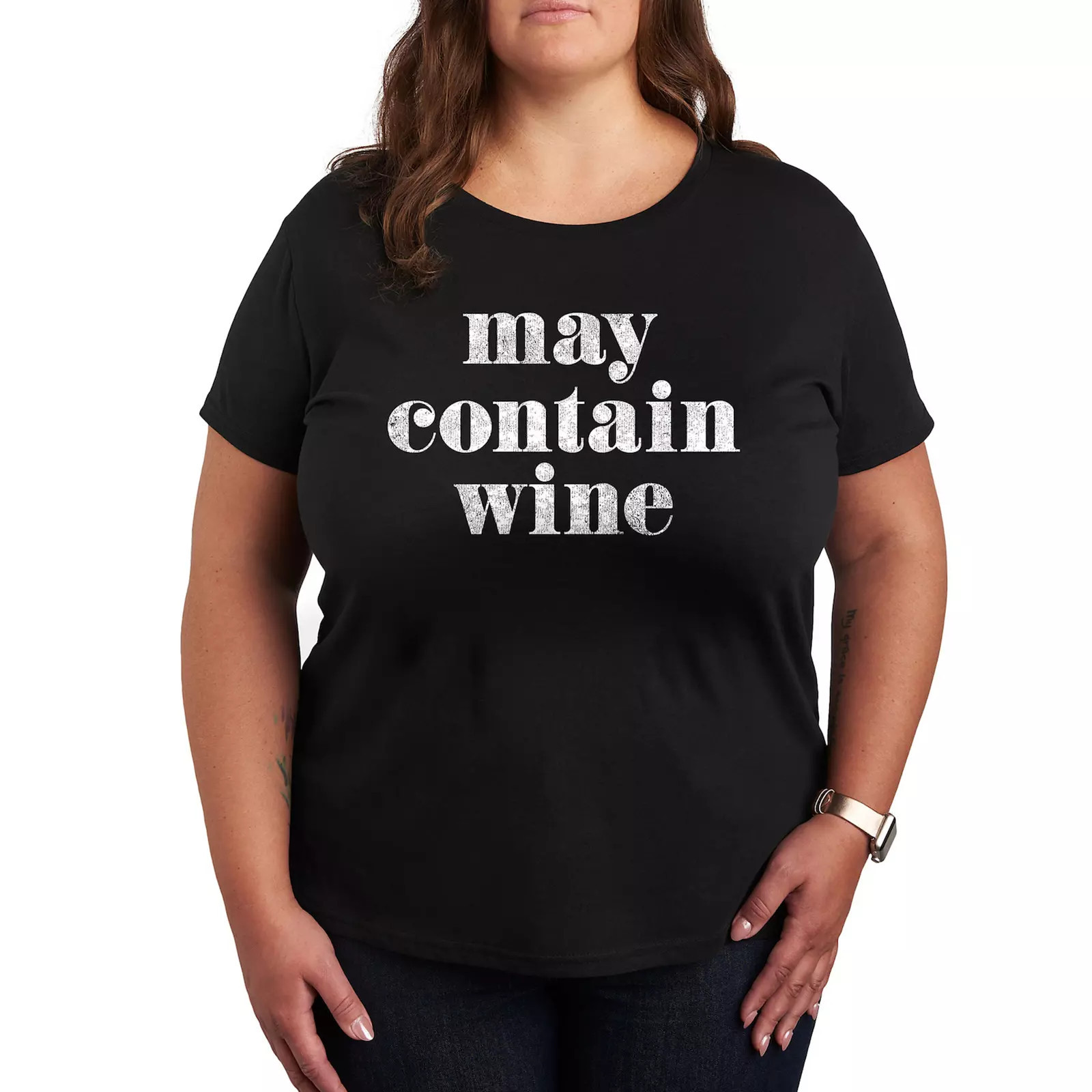 Plus May Contain Wine Graphic Tee, Women's, Size: 3XL, Black | Kohl's