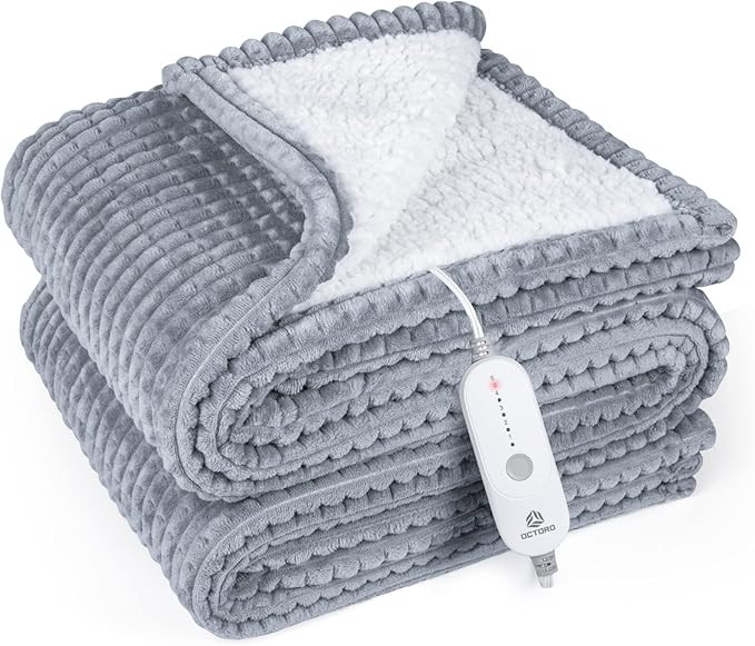 Electric Heated Throw Blanket, Flannel Sherpa Electric Blanket for Couch & Bed, Soft Ribbed Fast ... | Amazon (US)