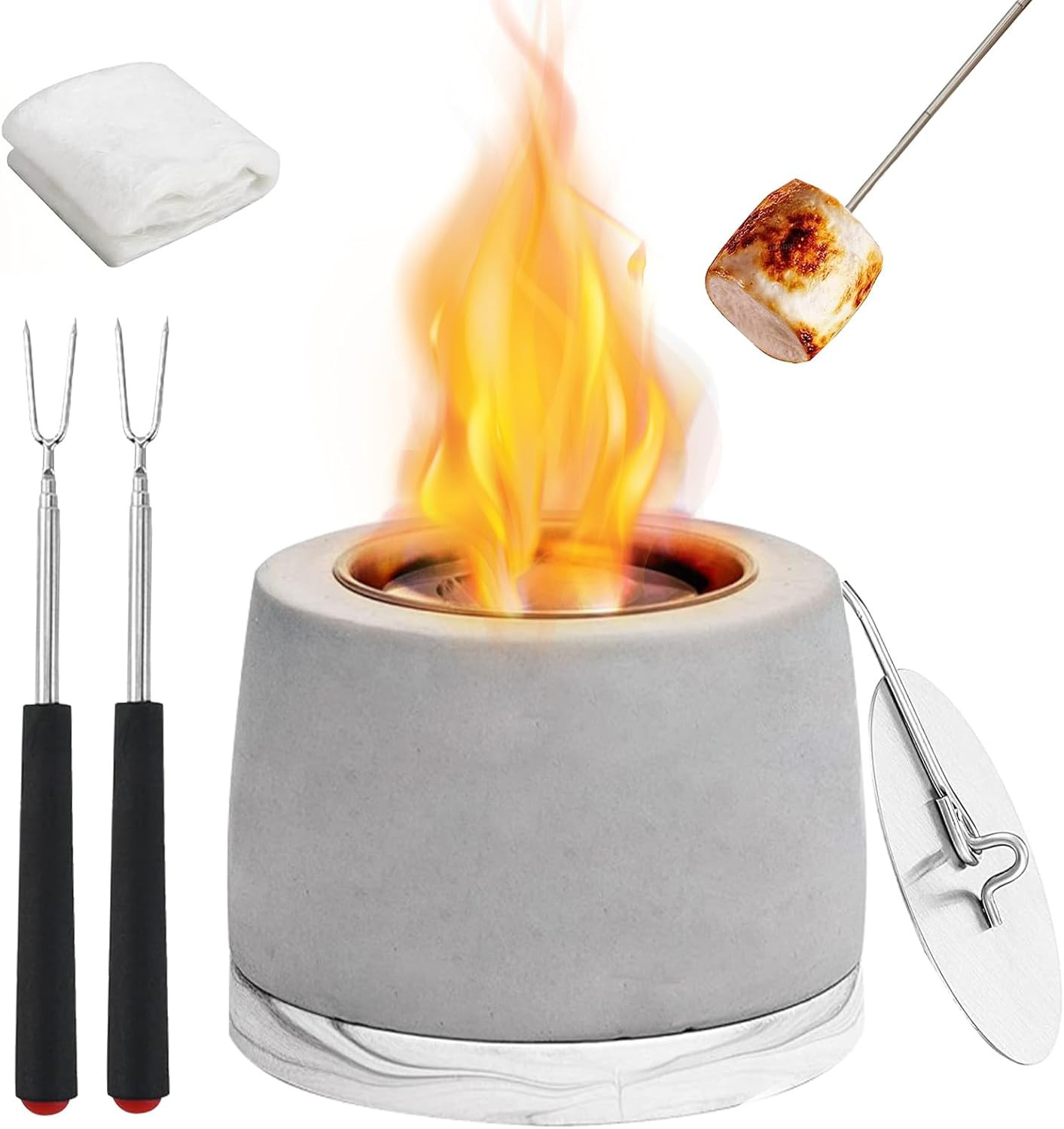 Concrete Tabletop Fire Pit Bowl, Table Top Portable Rubbing Alcohol Fireplace Indoor Outdoor Deco... | Amazon (US)