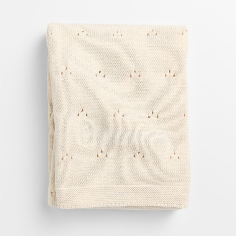 Pointelle Natural Undyed Flecked Organic Cotton Baby Stroller Blanket | Crate & Barrel