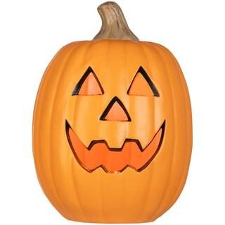 Home Accents Holiday 12 in. Blow Mold Pumpkin Orange Happy Halloween JOL with Black Inner (Orange... | The Home Depot