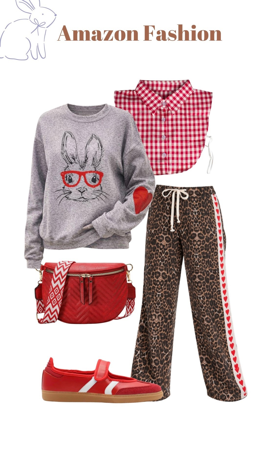 Amazon casual Easter outfit. Easter sweatshirt. Leopard track pants. Gingham print. 

#LTKSeasonal #LTKOver40 #LTKmomlife