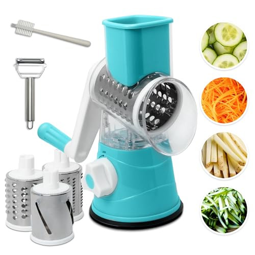 Rotary Cheese Grater, Cheese Grater, Fruit grinder, vegetable chopper, shredded cheese, Rotary Shredder, Brush & Stainless Steel Peeler, Cheese grater hand crank, Kitchen gadgets | Amazon (US)