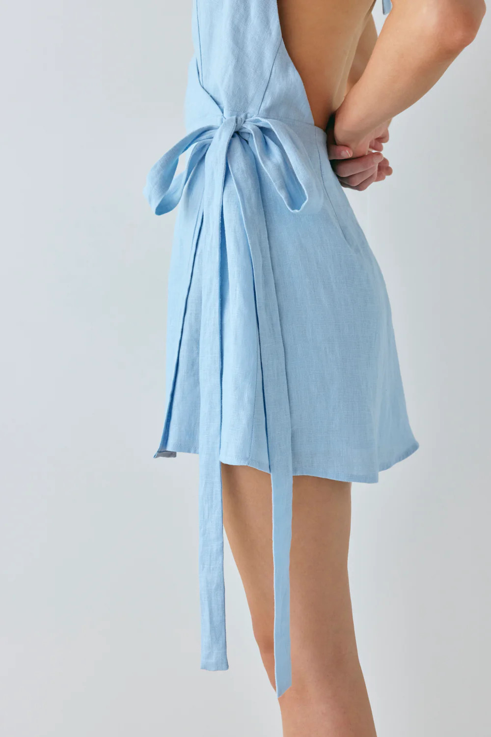 Lo Linen Mini Dress Sky | VRG Grl