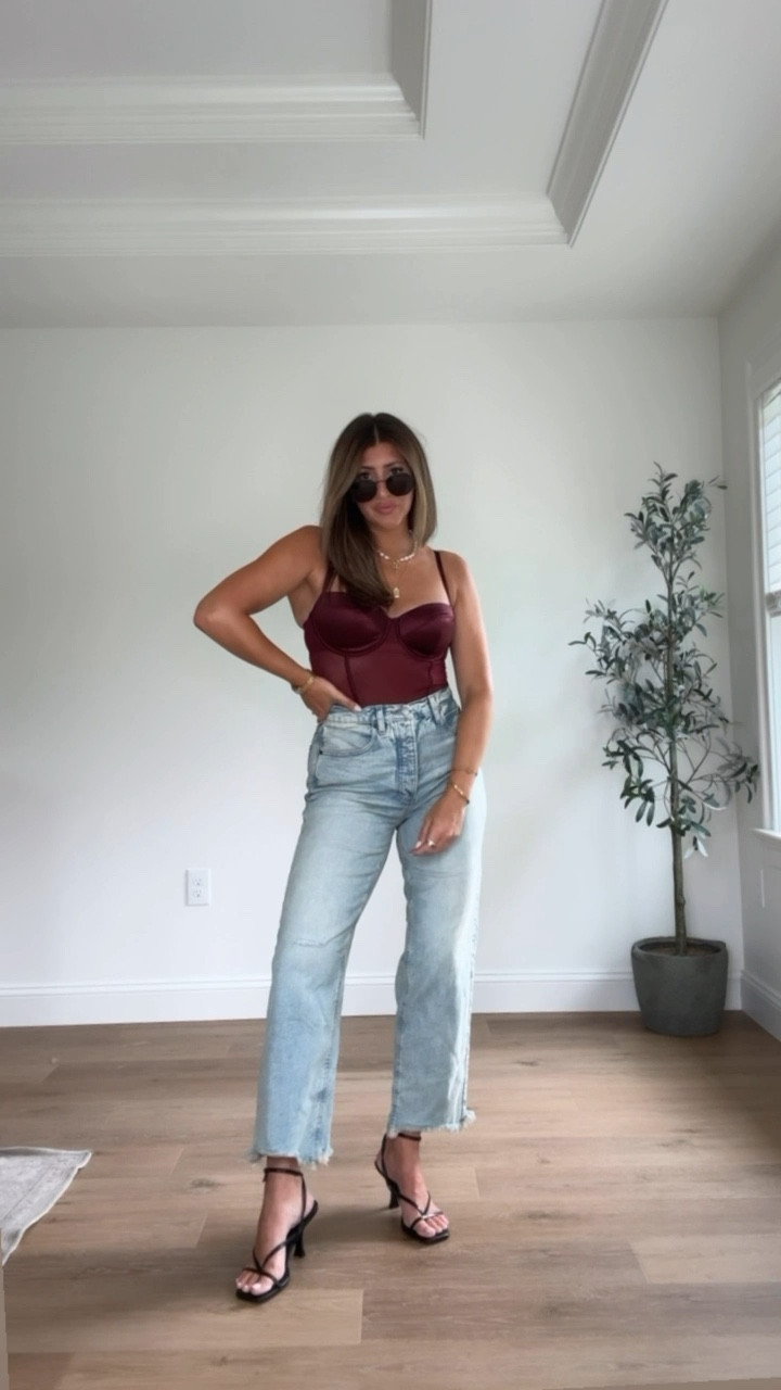 Date night outfit. Med bodysuit and tts jeans 

#LTKStyleTip #LTKFindsUnder50 #LTKSeasonal