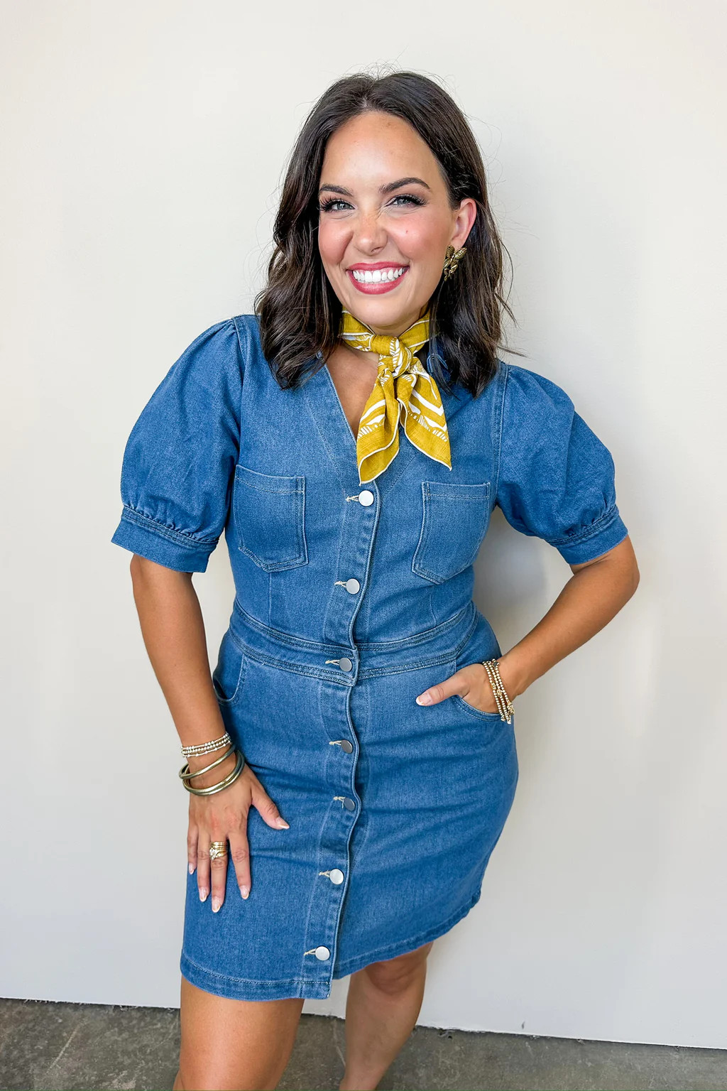 The Fitted Dolly Denim Dress | Jules & James Boutique