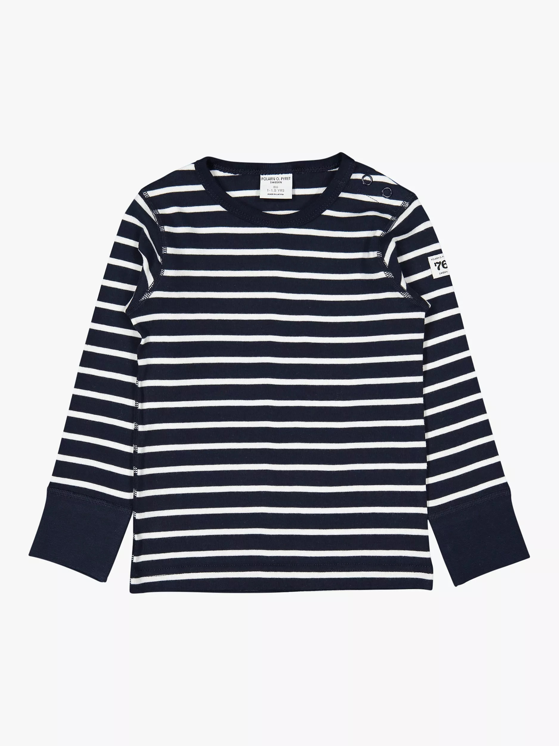 Polarn O. PyretBaby Organic Cotton Stripe Long Sleeve Top, Blue | John Lewis (UK)