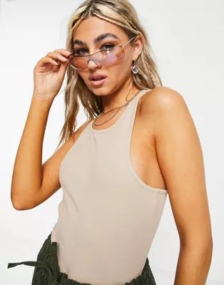 Weekday Adley body with racer back in beige | ASOS (Global)