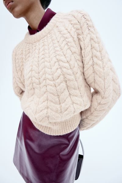 Cable-knit Sweater - Powder pink - Ladies | H&M US | H&M (US + CA)