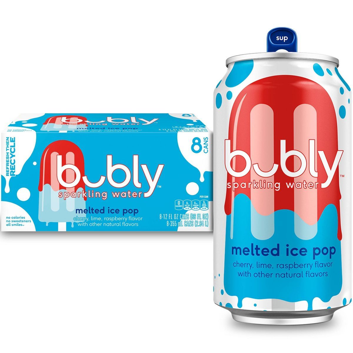 bubly Melted Ice Pop Sparkling Water - 8pk/12 fl oz Cans | Target
