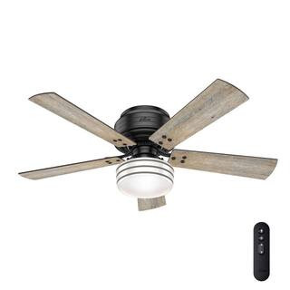 Cedar Key 52 in. Indoor/Outdoor Matte Black Low Profile Ceiling Fan with Light Kit and Handheld R... | The Home Depot