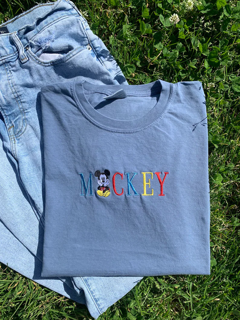 Vintage Mickey Embroidered Tee - Etsy | Etsy (US)