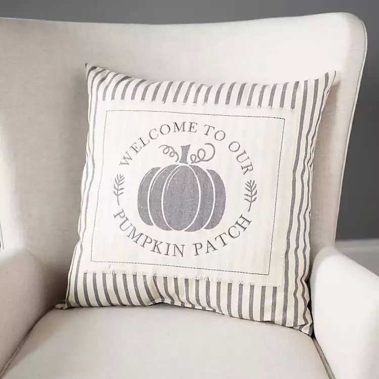 New!Gray Striped Pumpkin Patch Pillow | Kirkland's Home