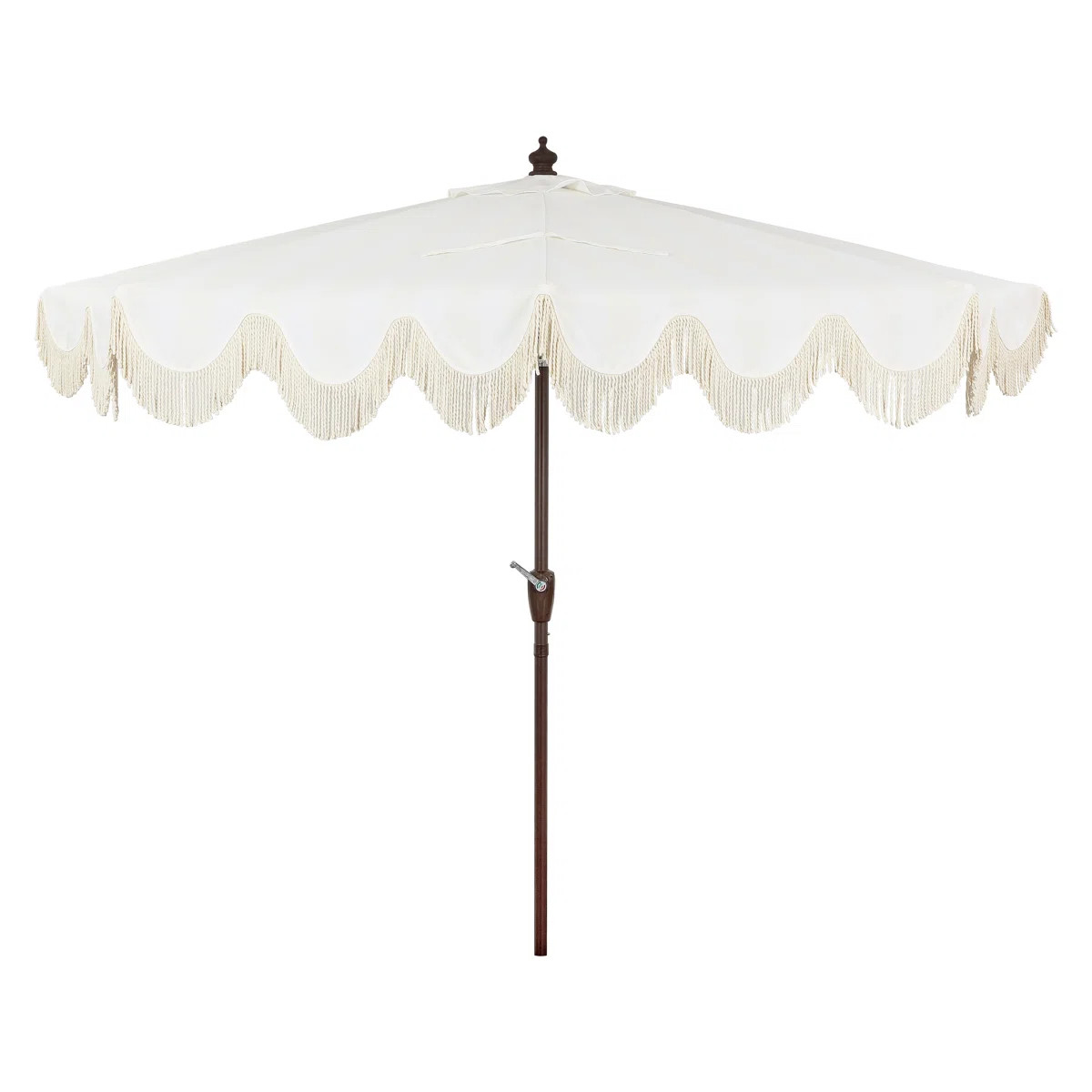 Tasheba 9 ft. Classic Scalloped Fringe Half Market Patio Umbrella with Crank, and UV Protection | Wayfair North America