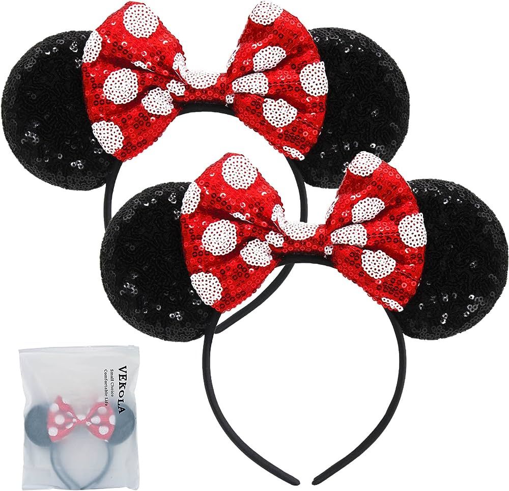 Vekola Mouse Ears Headbands Sequin Bow Glitter Party Decoration Kids' Party Headwear Girls' Costu... | Amazon (CA)