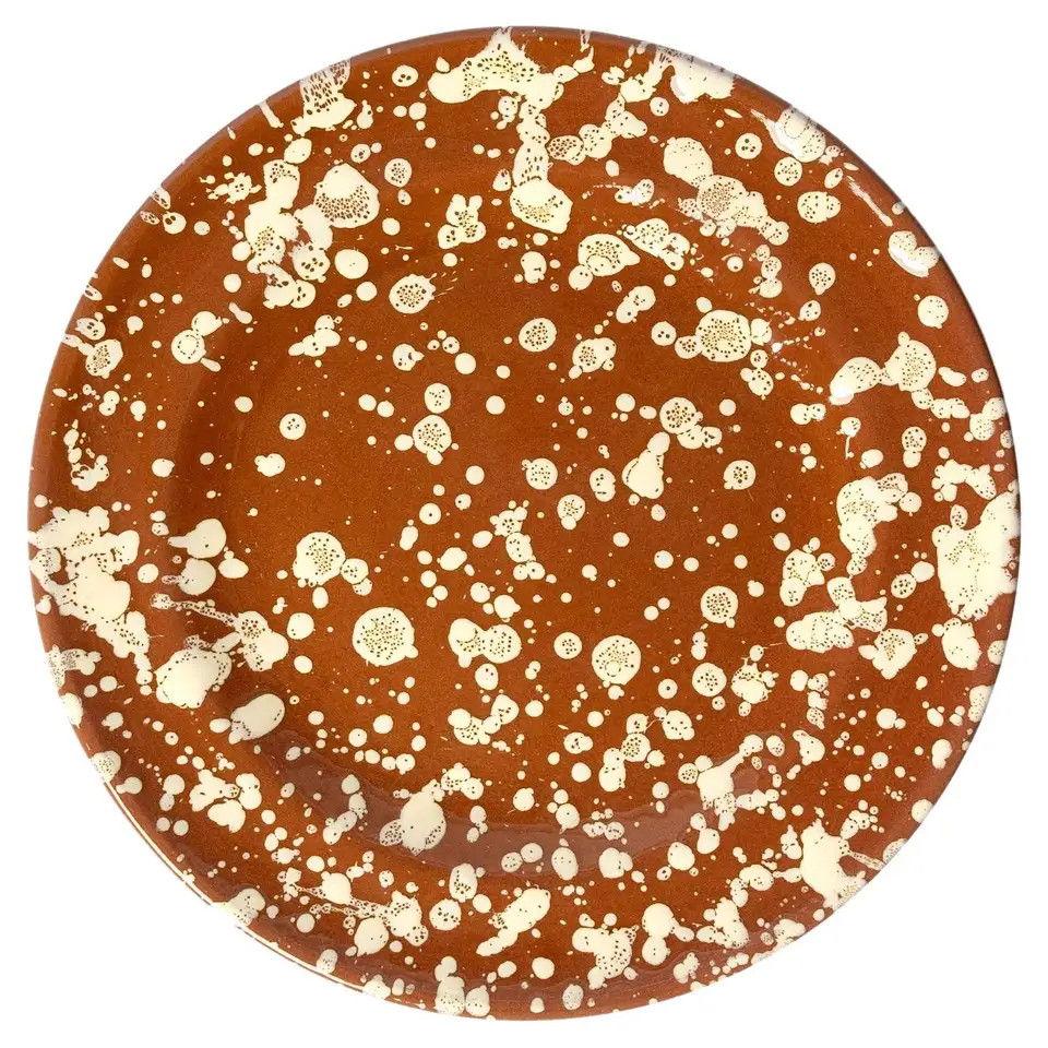 Splatter Side Plate in Terracotta and Cream | 1stDibs
