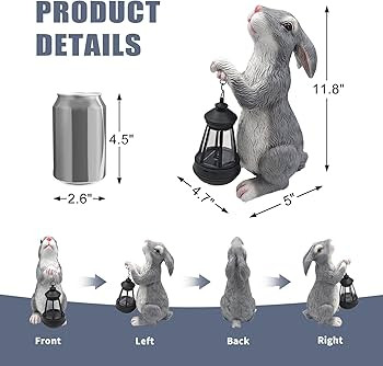 Solar Rabbit Garden Statue with Glowing Lantern - Weatherproof Resin Outdoor Decor for Yard, Pati... | Amazon (US)
