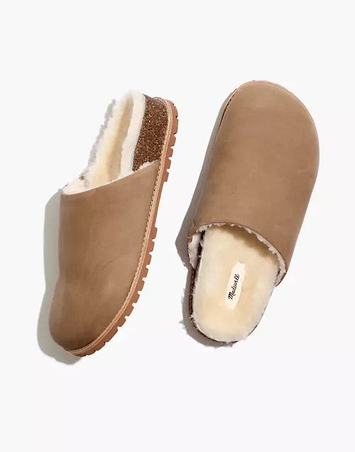 The Layne Clog Mule in Nubuck and Shearling | Madewell