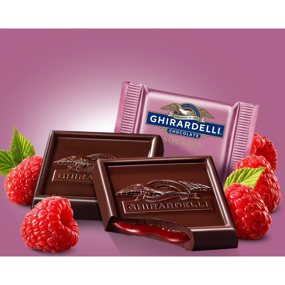 Ghirardelli Dark Chocolate & Raspberry Filling Candy Squares - 6.38oz | Target