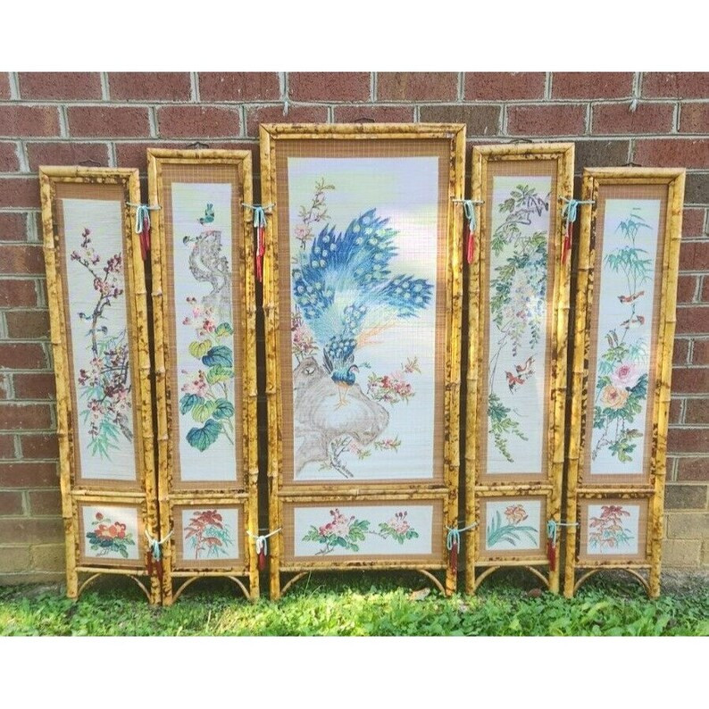 Vintage Chinoiserie Chinese Japanese Asian Bamboo Wall Screen Free Shipping - Etsy | Etsy (US)