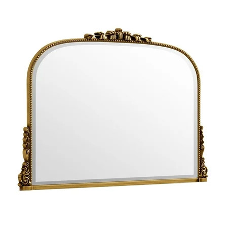 BEAUTYPEAK 44"x 32" Arched Vanity Mirror Vintage Decor Mirror Wall Mounted, Antique Gold | Walmart (US)