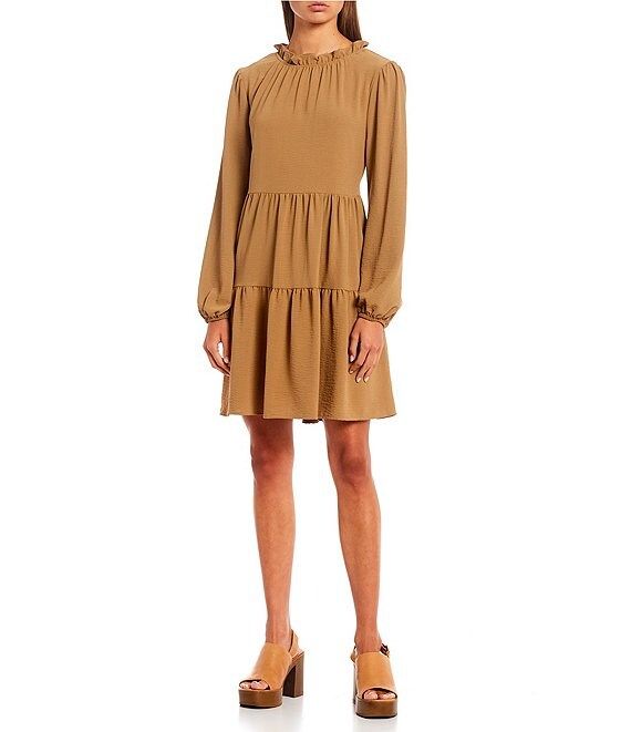 Copper Key Long Sleeve Babydoll Dress | Dillard's | Dillard's