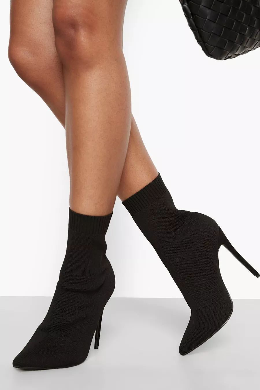 Wide Fit Pointed Knitted Stiletto Sock Boots | Boohoo.com (US & CA)