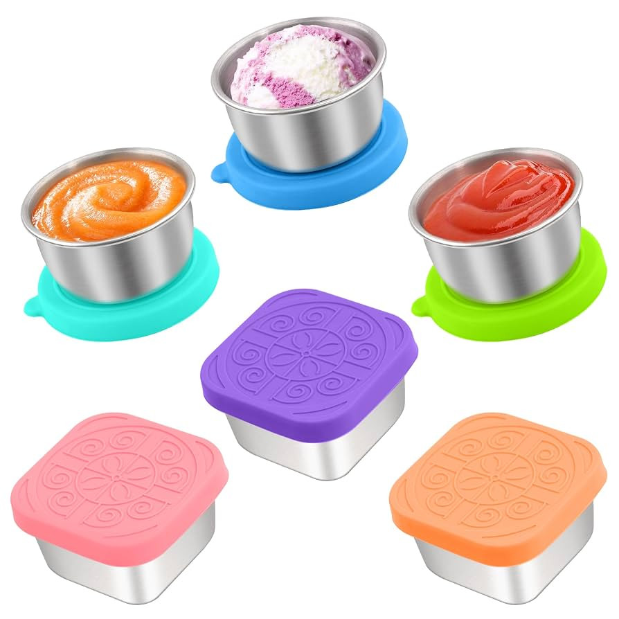 6 PCS Salad Dressing Container to Go,Handy Leakproof Stainless Steel Meal Prep Containers Reusabl... | Amazon (US)
