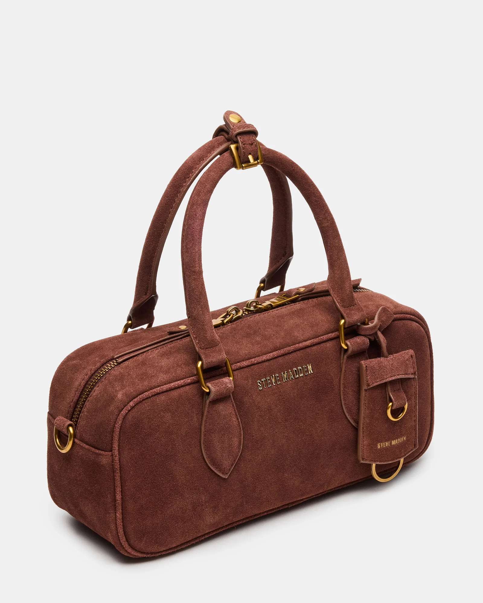 MERIT Bag Chestnut Suede Top-Handle Satchel Crossbody Handbag | Steve Madden (US)
