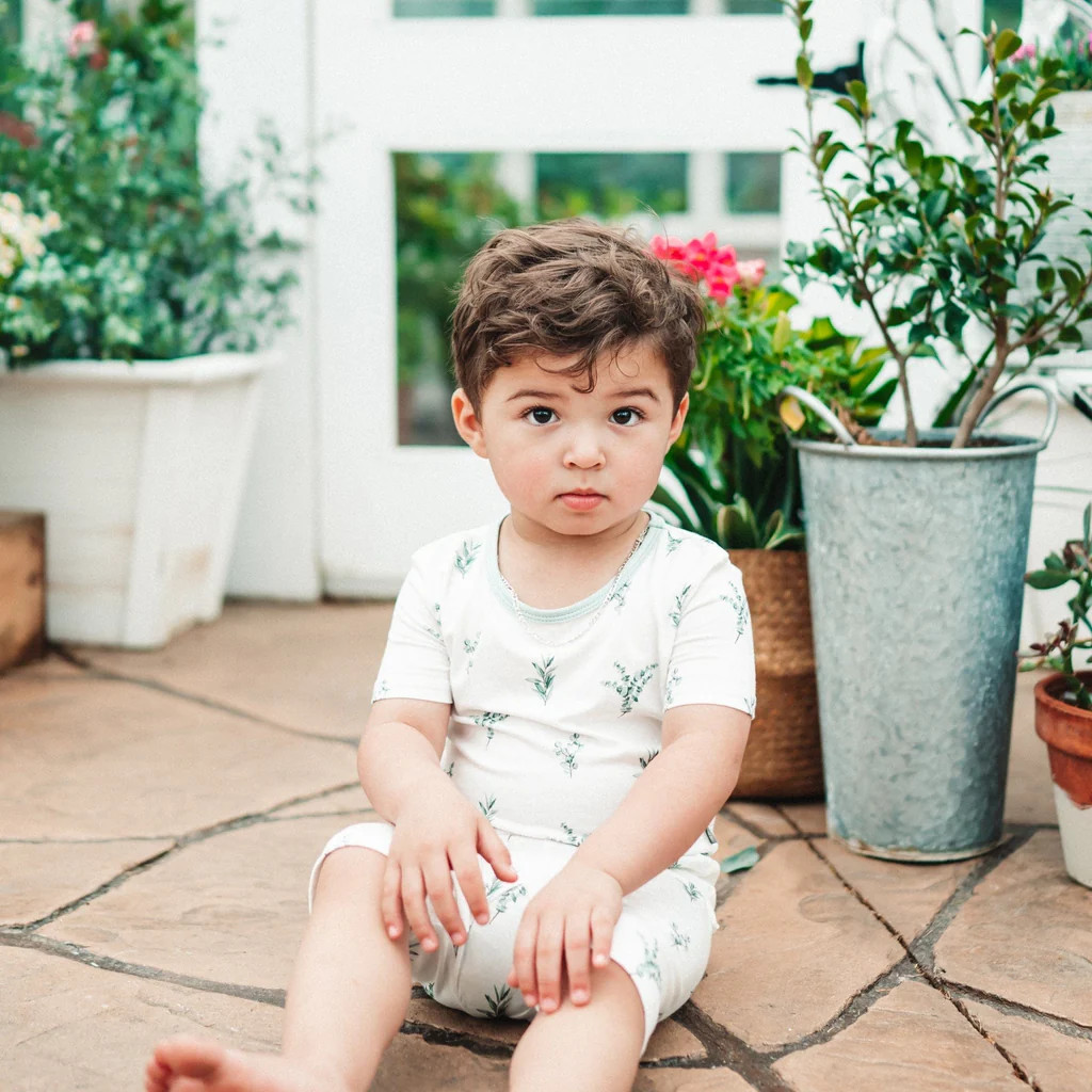 Short Sleeve Pajamas in Eucalyptus | Kyte Baby