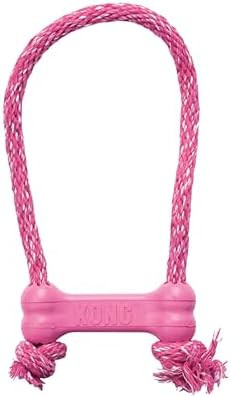 KONG Puppy Goodie Bone with Rope - Natural Rubber Bone with Cotton Rope - Teeth Cleaning Chew Toy... | Amazon (US)