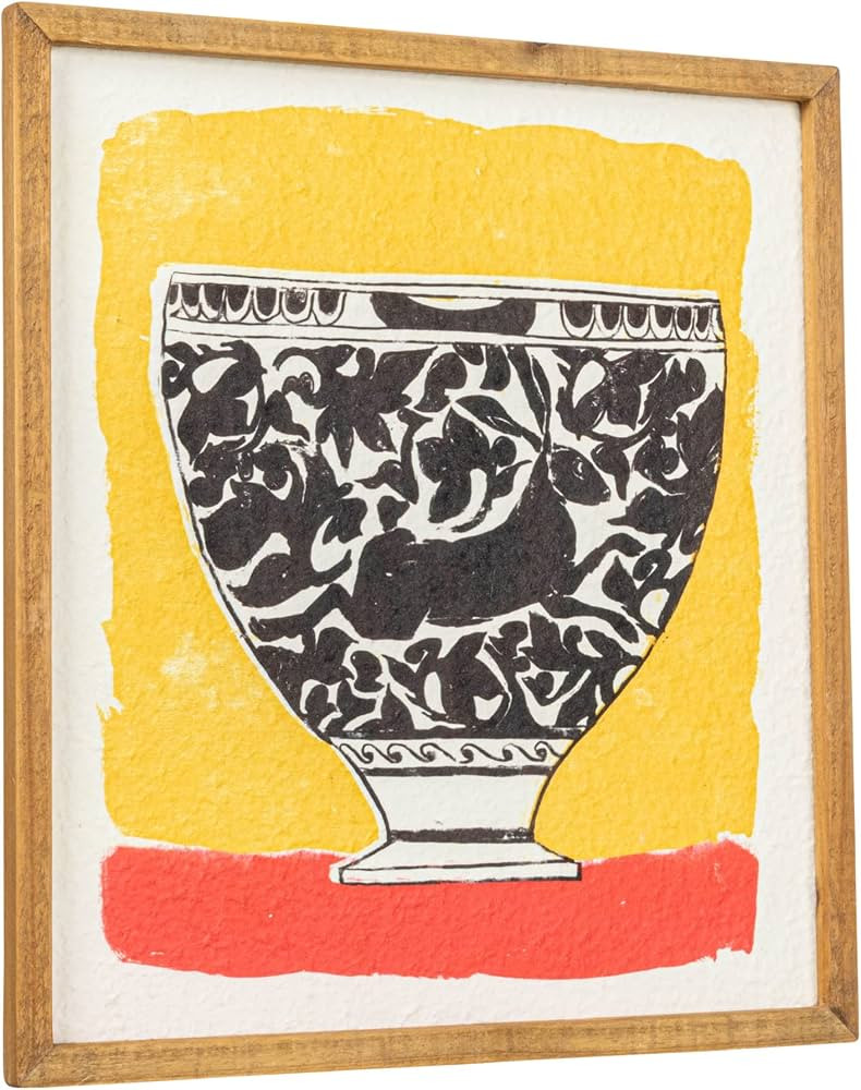 Creative Co-Op Wood Framed Painted Bowl Wall Art, Multicolor | Amazon (US)