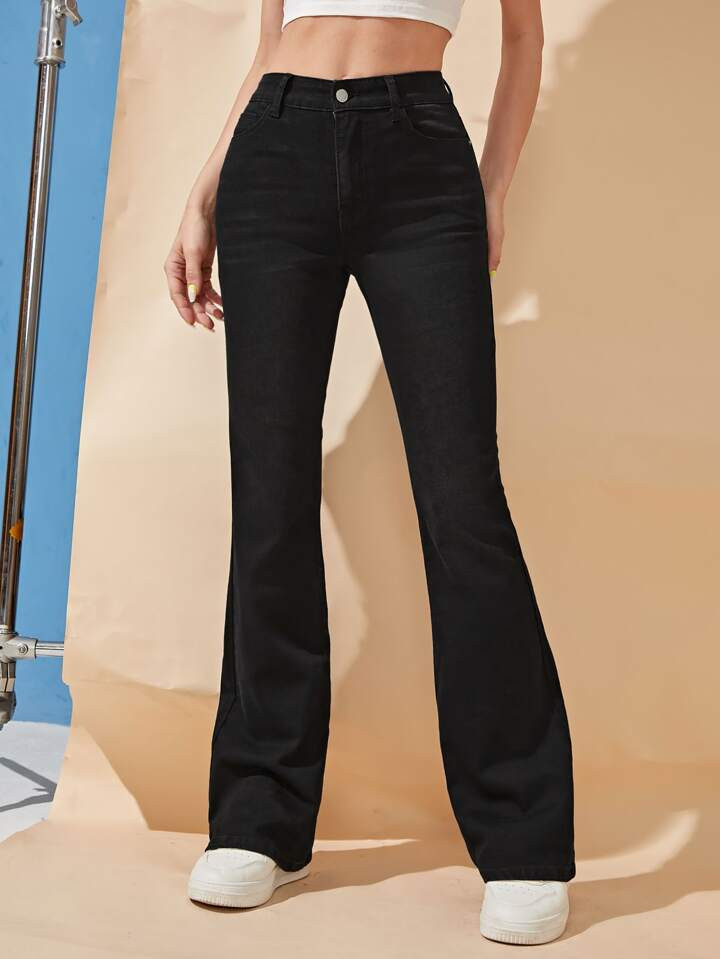 SHEIN Frenchy High Waisted Flare Leg Jeans | SHEIN