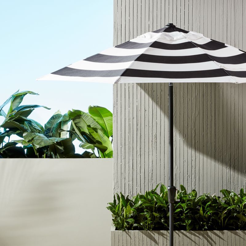 Shadow Round Black and White Stripe Umbrella Shade with PoleCB2 Exclusive  | In stock and ready f... | CB2