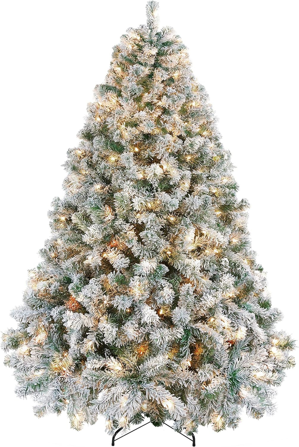 Yaheetech 6ft Pre-lit Artificial Christmas Tree with Incandescent Warm White Lights, Snow Flocked... | Amazon (US)