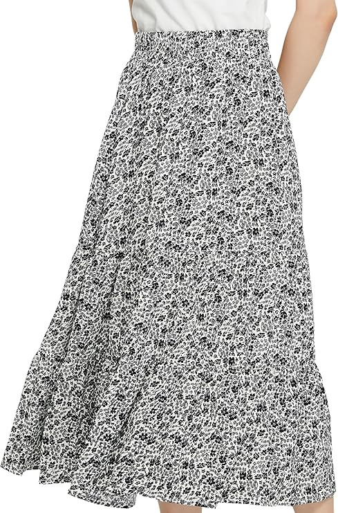 Women's Floral Print Chiffon Maxi Skirt – Elastic High Waist, Casual Long Midi Skirt, Sizes S-4... | Amazon (US)