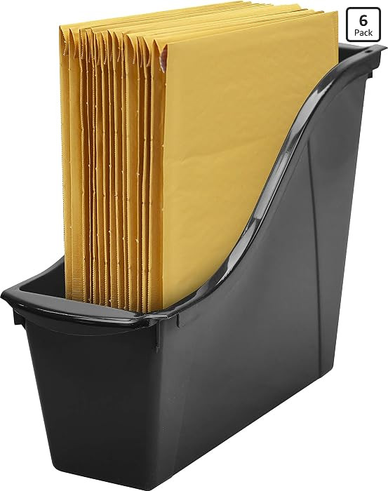 Storex Small Book Bin - Interlocking Plastic Organizer for Home, Office, and Work Space - Black, ... | Amazon (US)
