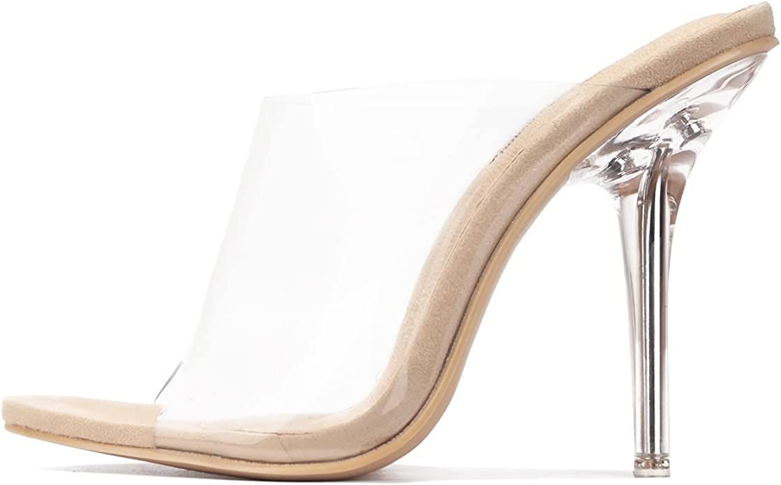 Cape Robbin Allure Sexy Clear Stiletto High Heels for Women, Round Toe Transparent Shoes Heels | Amazon (US)