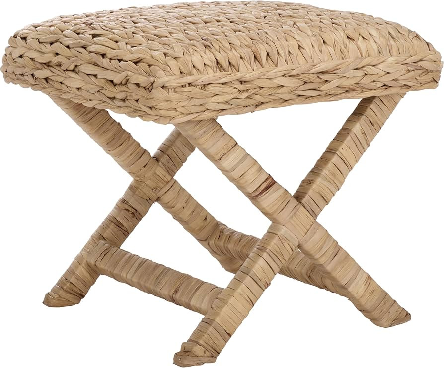 SAFAVIEH Home Collection - Posey Natural Woven Ottoman with X-Frame Base, Accent Footrest Seat, F... | Amazon (US)