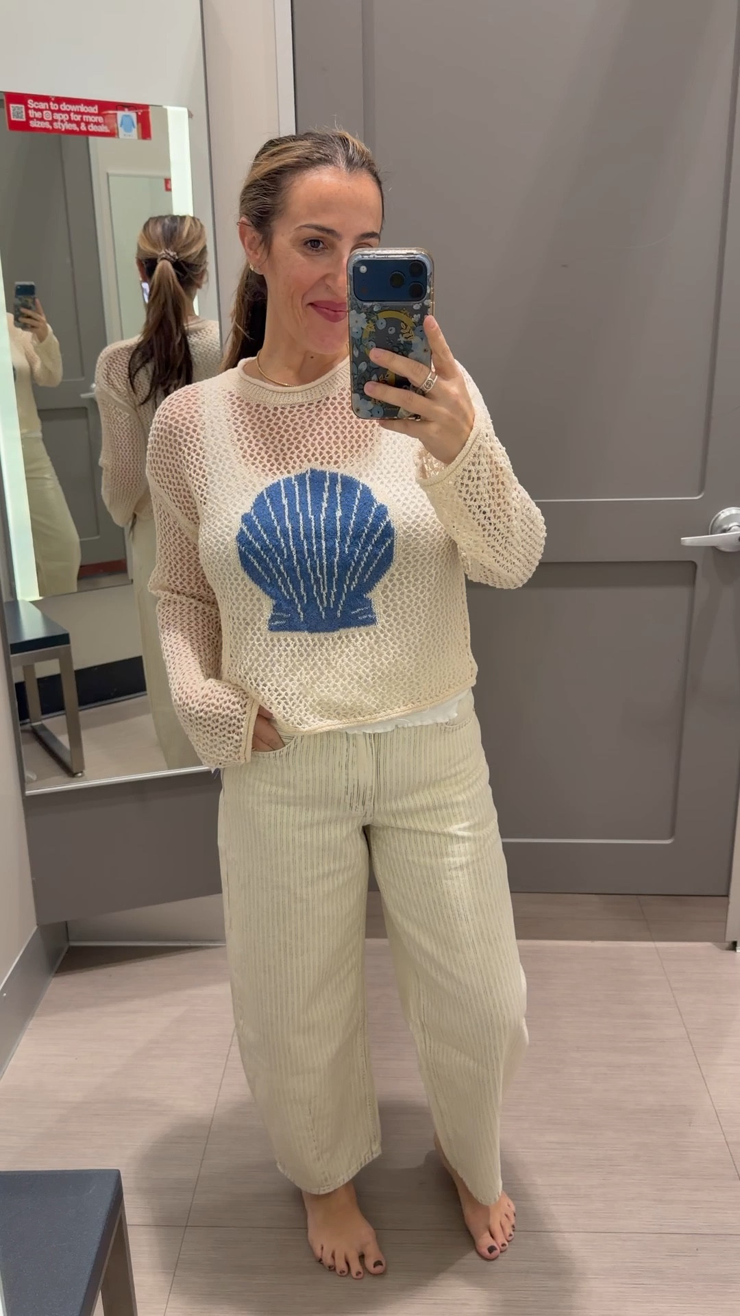 Sweater is sadly not online yet! 
But I will add when it is.
Jeans are adorable! They don’t have stretch but run roomy. Go down if in between. I’m in a 6 here. Medium
In both tops

#LTKOver40 #LTKootd #LTKSeasonal