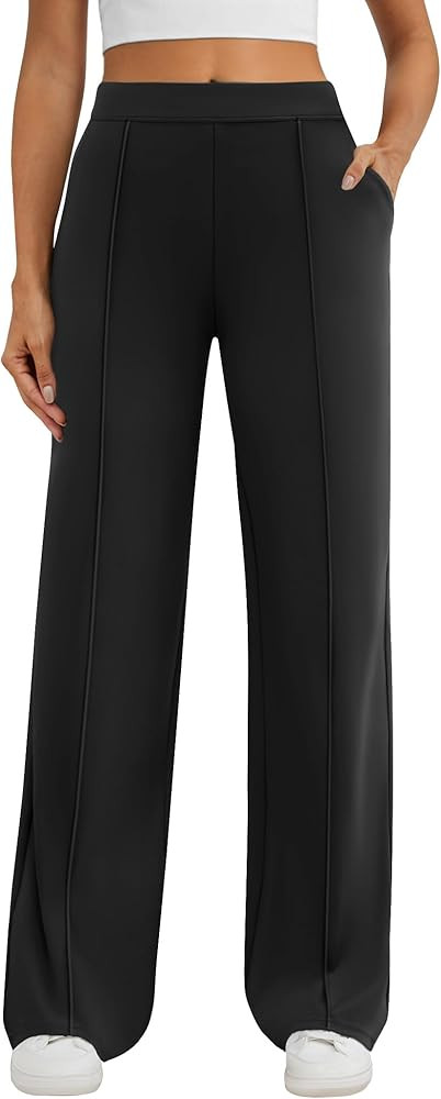 Womens Dress Work Pants Business Casual Slacks Stretchy Wide Leg Trousers with Pockets High Waist... | Amazon (US)