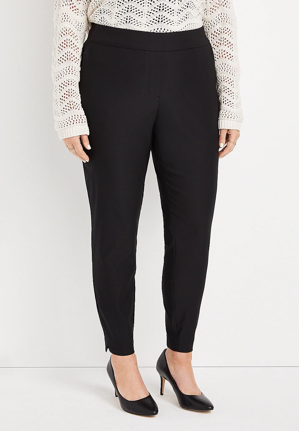 Plus Size Black Soft Pull On Stretchy Bengaline Pant | Maurices