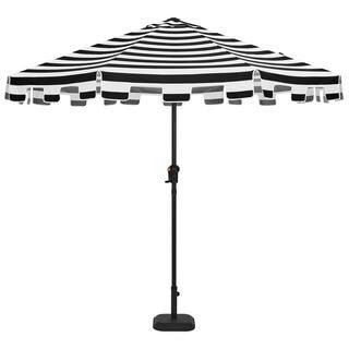 Hampton Bay 9 ft. Aluminum Market Crank and Auto Tilt Patio Umbrella in Cabana Black and White St... | The Home Depot