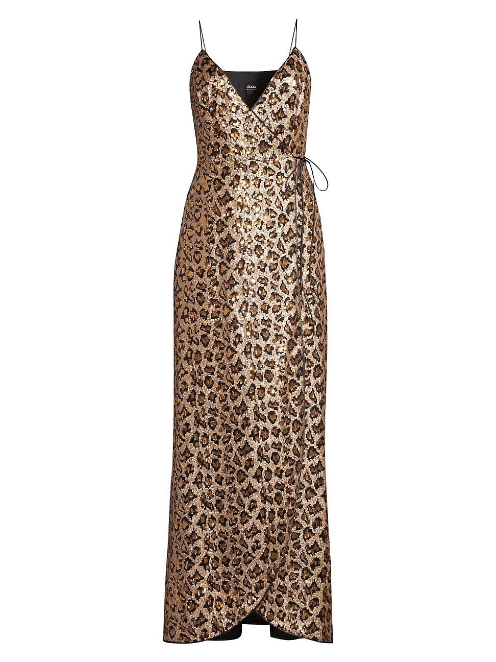 Aidan by Aidan Mattox Women's Leopard Sequin Wrap Gown - Gold Mutli - Size 0 | Saks Fifth Avenue