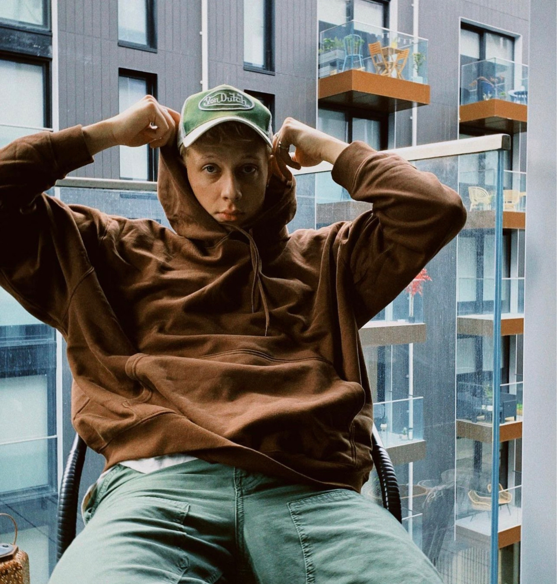 James the Style-icon wearing Weekday Brown Hoodie with a Green and White Von Dutch Hat and Urban Outfitters Cargos

#LTKSeasonal #LTKstyletip #LTKmens