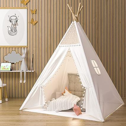 Gamenote Teepee Tent for Kids Indoor Tents with Mat, Inner Pocket, Unique Reinforcement Part - Fo... | Amazon (US)